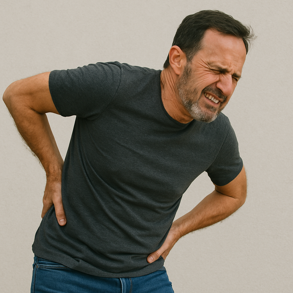 Man holding lower back