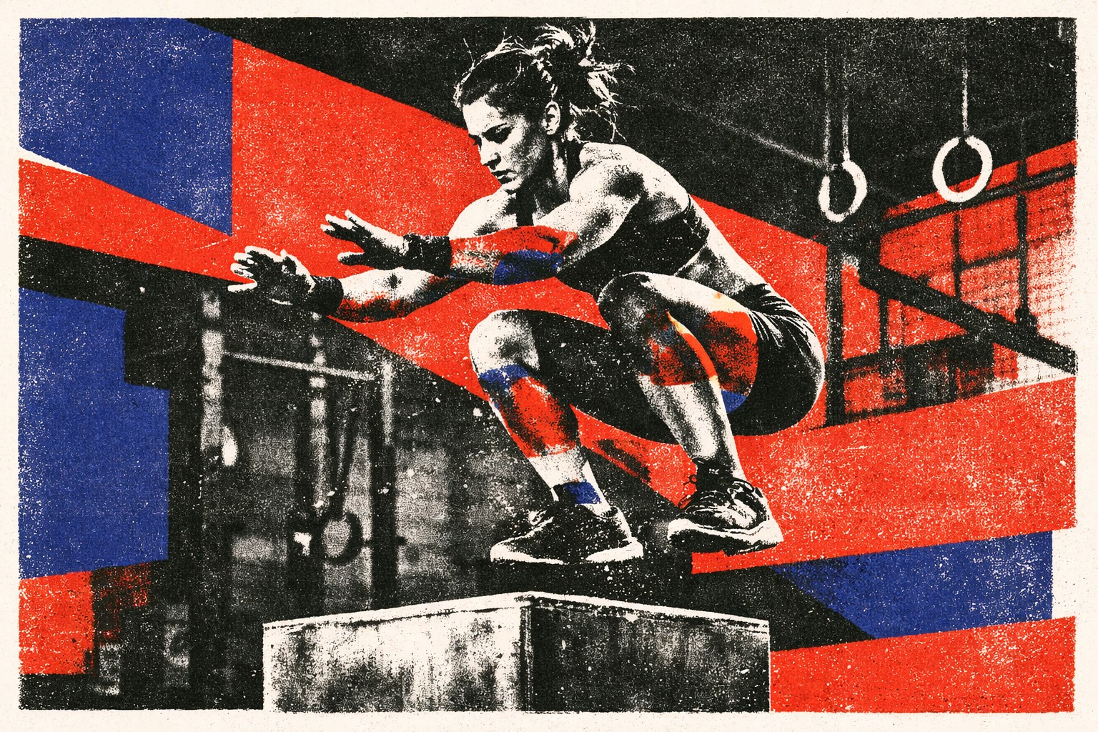 Female athlete performing a box jump